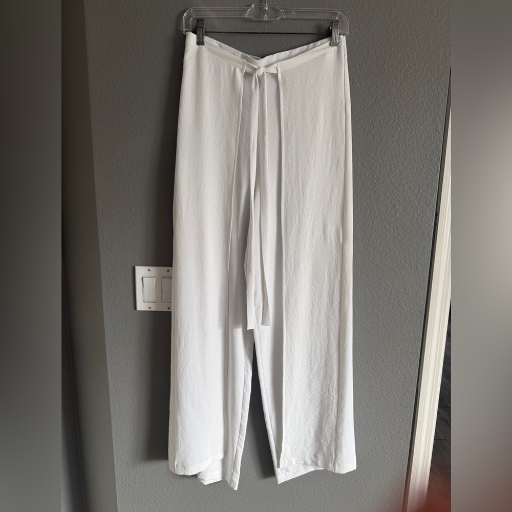 Zara White Elastic Waist Pants-size Small